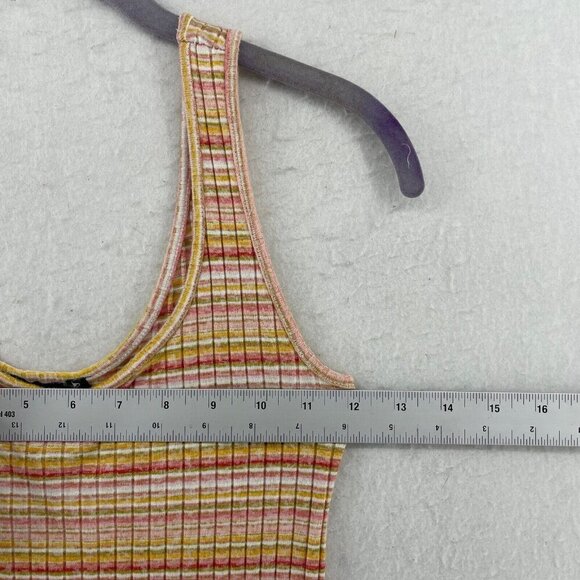 Forever 21 Dress Women's Sz M Yellow Red Striped Ribbed Knit Sleeveless Bodycon - Picture 3 of 10
